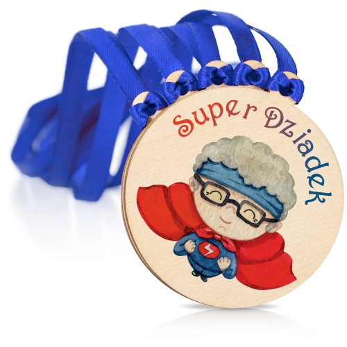 Zestaw 10 MEDALI Super Dziadek na Dzień Dziadka 