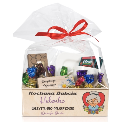 SUPER KOSZ PREZENTOWY zestaw dla Babci na Dzień Babci z imieniem