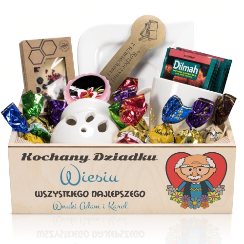 PIĘKNY KOSZ PREZENTOWY NA DZIEŃ DZIADKA prezent dla Dziadka imię