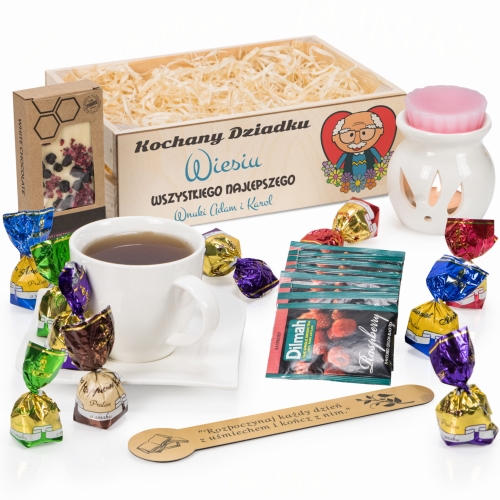 PIĘKNY KOSZ PREZENTOWY NA DZIEŃ DZIADKA prezent dla Dziadka imię