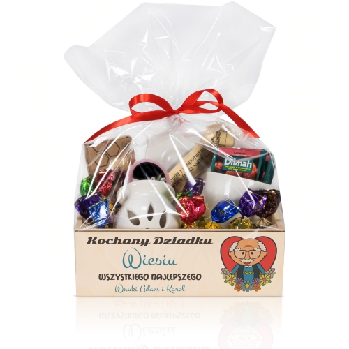 PIĘKNY KOSZ PREZENTOWY NA DZIEŃ DZIADKA prezent dla Dziadka imię
