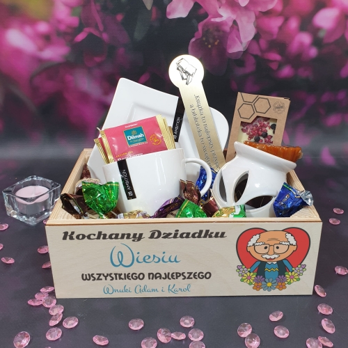 PIĘKNY KOSZ PREZENTOWY NA DZIEŃ DZIADKA prezent dla Dziadka imię