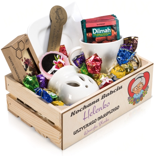 Wyjątkowy prezent na DZIEŃ BABCI KOSZ PREZENTOWY nadruk