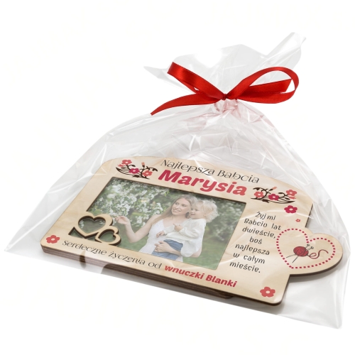 RAMKA NA ZDJĘCIA Z DREWNA super pomysł na prezent dla Babci podpis