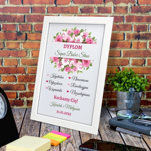 DYPLOM SUPER BABCI wyjątkowy prezent na Dzień Babci imię podpis