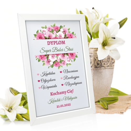 DYPLOM SUPER BABCI wyjątkowy prezent na Dzień Babci imię podpis