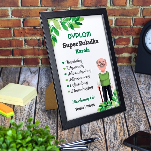 RAMKA A4 I PLAKAT DLA SUPER DZIADKA prezent na Dzień Dziadka