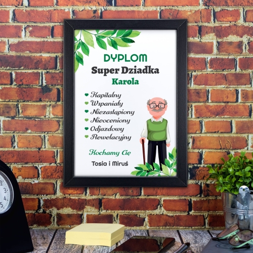 RAMKA A4 I PLAKAT DLA SUPER DZIADKA prezent na Dzień Dziadka