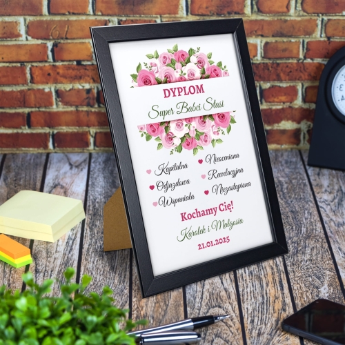 PLAKAT DLA SUPER BABCI  ramka A4 pomysłowy prezent na Dzień Babci