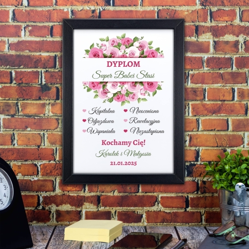 PLAKAT DLA SUPER BABCI  ramka A4 pomysłowy prezent na Dzień Babci