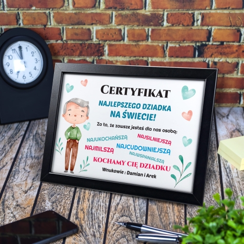 PREZENT DLA EXTRA DZIADKA certyfikat zabawny upominek Dzień Dziadka