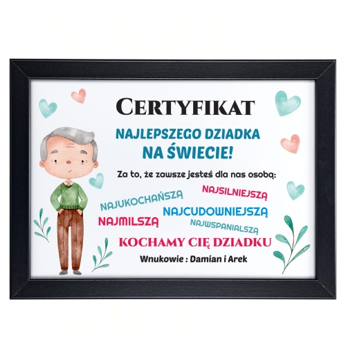 PREZENT DLA EXTRA DZIADKA certyfikat zabawny upominek Dzień Dziadka