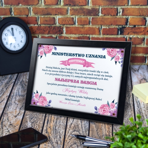 UPOMINEK DLA BABCI certyfikat zabawny tekst PREZENT Z DEDYKACJĄ
