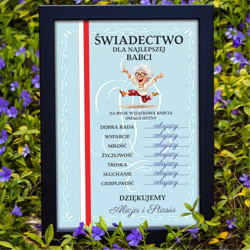Świadectwo dla najlepsze Babci oceny celujące pomysł na prezent