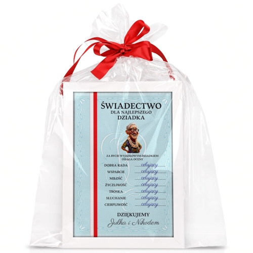 PREZENT ŚWIADECTWO DLA SUPER DZIADKA  w ramce A4 fajny prezent