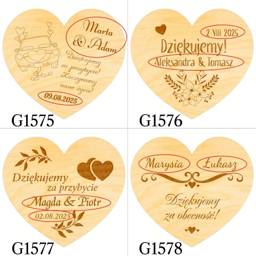 Magnes serce PODZIĘKOWANIE DLA GOŚCI ślub wesele grawer