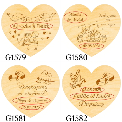 Magnes serce PODZIĘKOWANIE DLA GOŚCI ślub wesele grawer