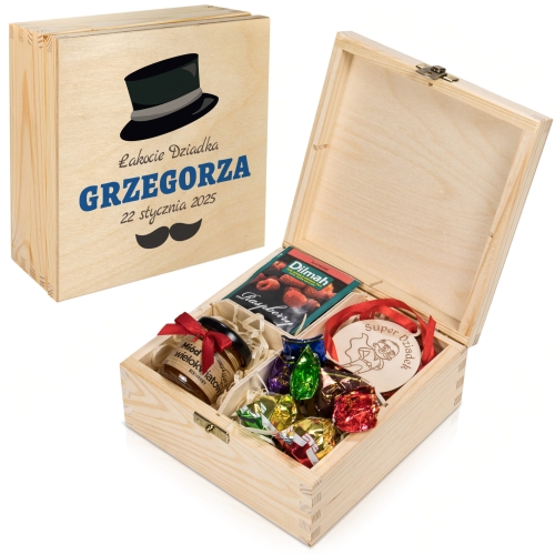 ŁAKOCIE DLA DZIADKA NA DZIEŃ DZIADKA zestaw prezentowy z imieniem