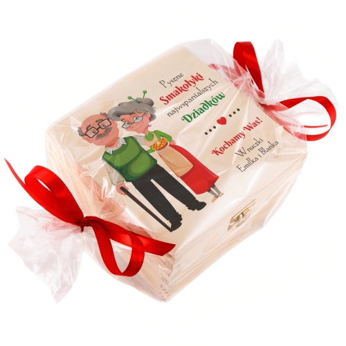 PUDEŁKO PYSZNOŚCI i medale dla super Babci i Dziadka z dedykacją