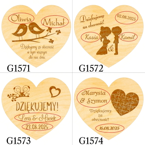 Magnes serce PODZIĘKOWANIE DLA GOŚCI ślub wesele grawer