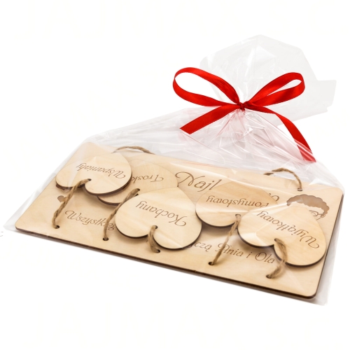 DREWNIANA TABLICZKA Z SERCAMI pomysłowy prezent dla Dziadka do domu