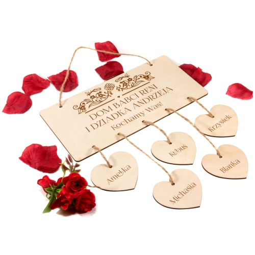 WYJĄTKOWY PREZENT DLA DZIADKÓW ozdoba do domu z imionami wnuków