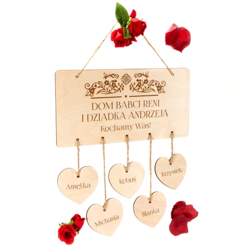 WYJĄTKOWY PREZENT DLA DZIADKÓW ozdoba do domu z imionami wnuków