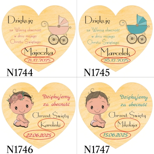 MAGNES SERCE podziękowania dla gości chrzest święty nadruk