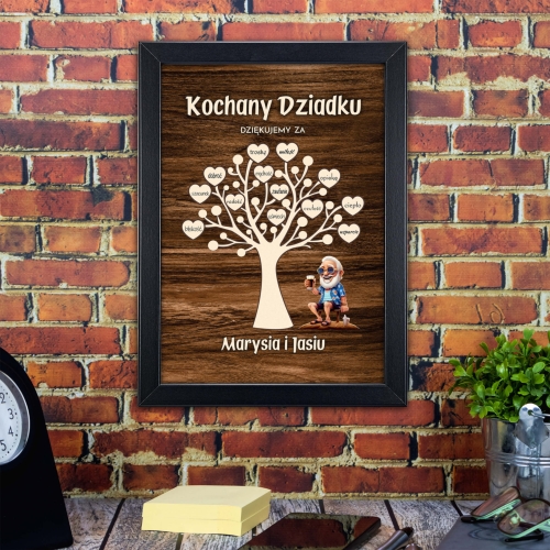 Obrazek z serduszkami dla Dziadka wzruszający prezent z podpisem