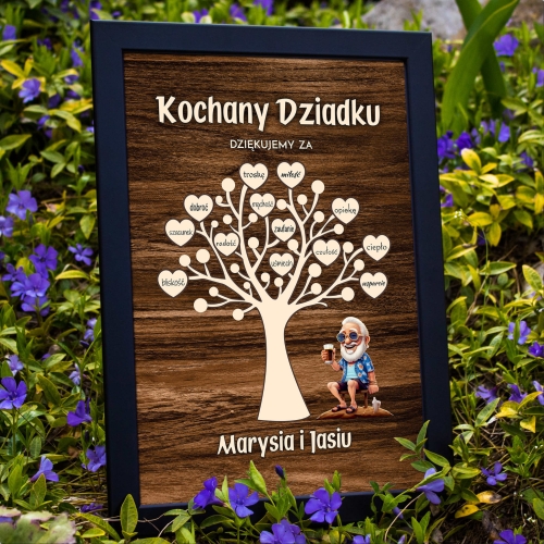 Obrazek z serduszkami dla Dziadka wzruszający prezent z podpisem