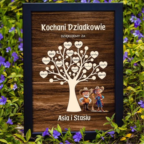 Super plakat drzewko z sercami PODZIĘKOWANIA DLA DZIADKÓW PREZENT