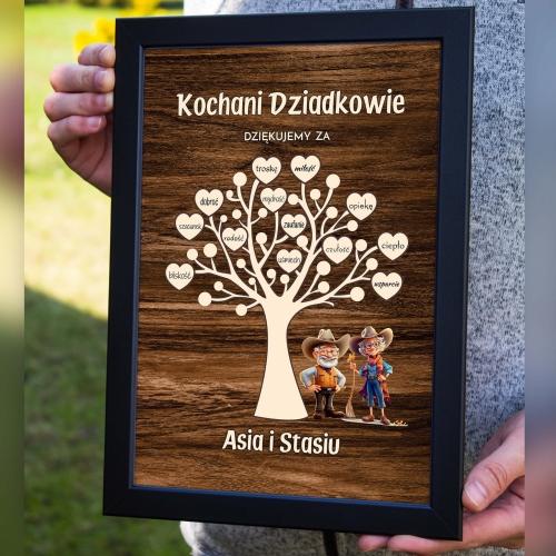 Super plakat drzewko z sercami PODZIĘKOWANIA DLA DZIADKÓW PREZENT