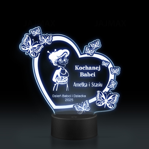 Lampka LED serce z motylami dla Babci ORYGINALNA STATUETKA GRAWER