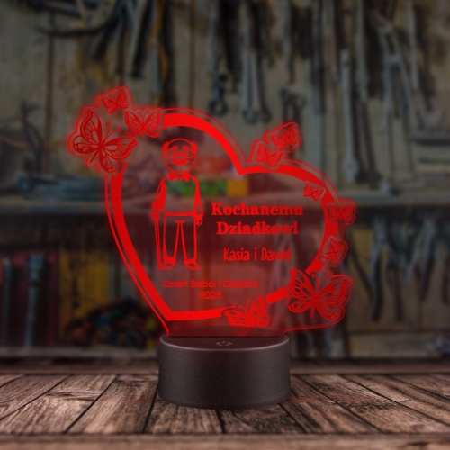 SERCE Z GRAWEREM lampka prezent dla Dziadka z Twoim podpisem