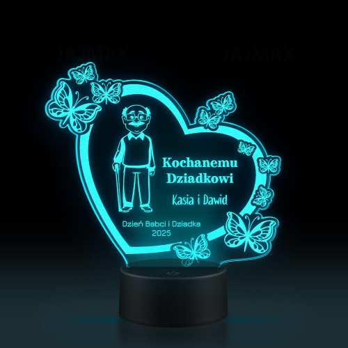 SERCE Z GRAWEREM lampka prezent dla Dziadka z Twoim podpisem