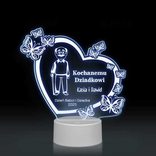 SERCE Z GRAWEREM lampka prezent dla Dziadka z Twoim podpisem