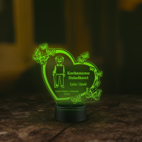SERCE Z GRAWEREM lampka prezent dla Dziadka z Twoim podpisem