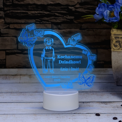 SERCE Z GRAWEREM lampka prezent dla Dziadka z Twoim podpisem