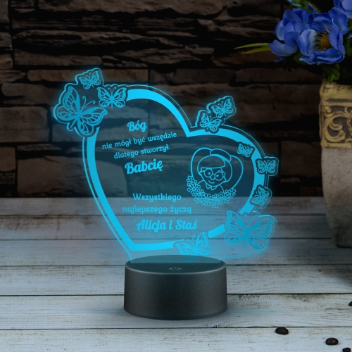 LAMPKA LED Z ŻYCZENIAMI DLA BABCI wyjątkowy prezent od wnuków