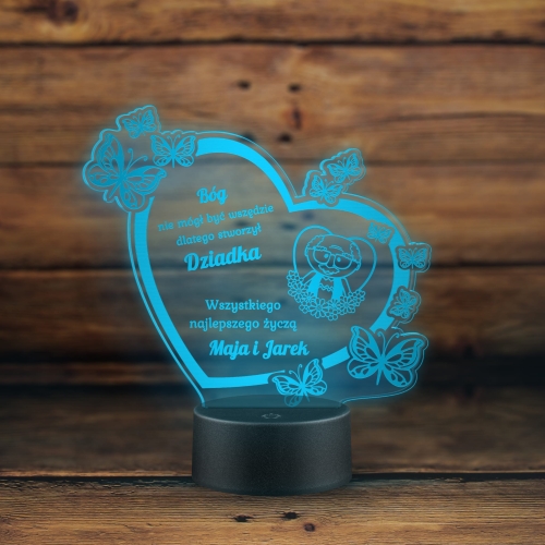 PREZENT DLA DZIADKA Z PODPISEM ledowa statuetka wielokolorowe serce