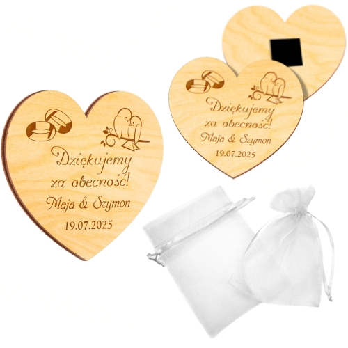 Magnes serce PODZIĘKOWANIE DLA GOŚCI ślub wesele grawer