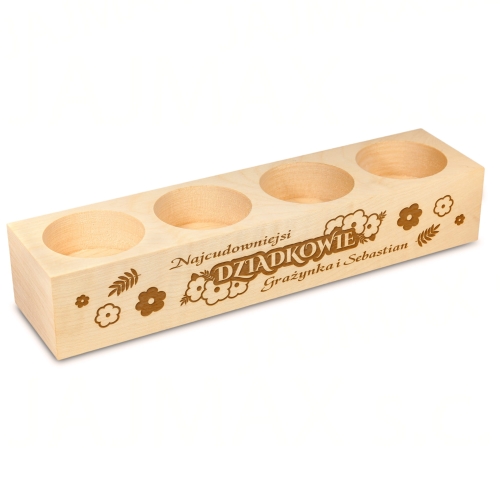 Drewniany świecznik na tealighty UPOMINEK DLA BABCI I DZIADKA