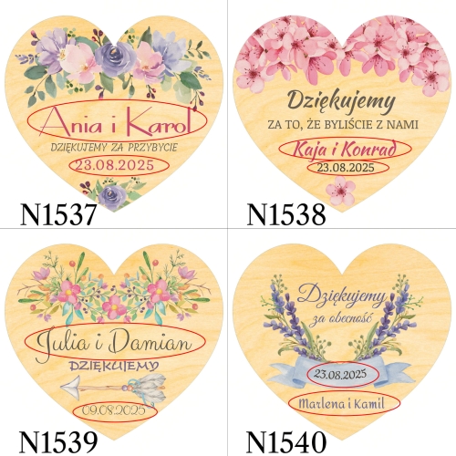 MAGNES SERCE podziękowania dla gości ślub wesele nadruk