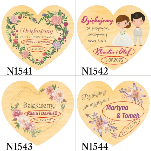 MAGNES SERCE podziękowania dla gości ślub wesele nadruk