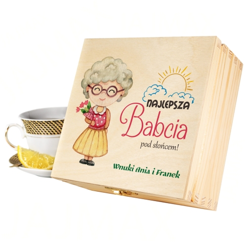 ZESTAW UPOMINKOWY Najlepsza Babcia pod słońcem pudełko smakołyków