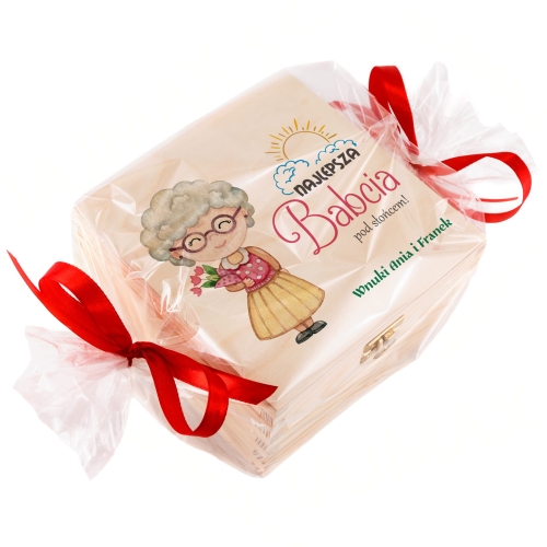 ZESTAW UPOMINKOWY Najlepsza Babcia pod słońcem pudełko smakołyków