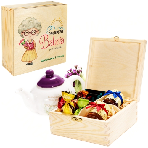 ZESTAW UPOMINKOWY Najlepsza Babcia pod słońcem pudełko smakołyków