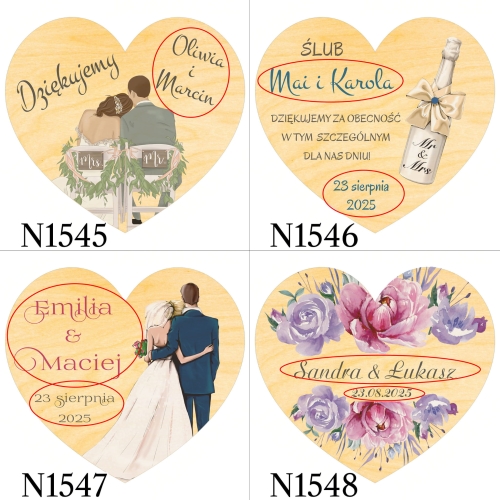 MAGNES SERCE podziękowania dla gości ślub wesele nadruk