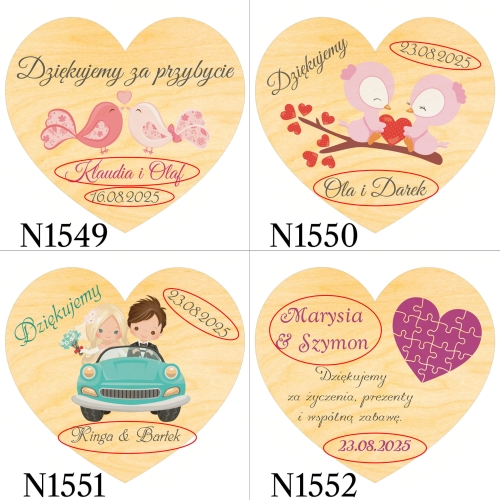 MAGNES SERCE podziękowania dla gości ślub wesele nadruk