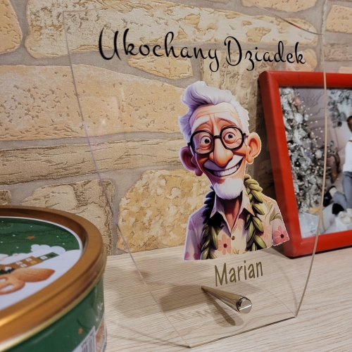 SUPER POMYSŁ NA PREZENT DLA DZIADKA obraz na szkle imię dziadka